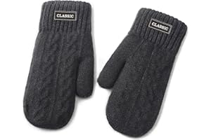 Oneshlee Fausthandschuhe Herren, Fäustlinge Strick Handschuhe Herren Warme, Winterhandschuhe Fleece Skihandschuhe Männer Winter, Baumwollhandschuhe, Thermo Gloves Men Camping, Outdoor, Fahrrad