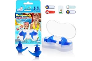 Hearprotek Natación tapones para los oídos, 2 pares tapones de silicona reutilizables a prueba de agua para nadadores duchas de baño y otros deportes acuáticos Tamaño para niños (azul)