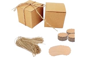 AGHOER Lot de 50 boîtes cadeaux en papier kraft - 5 x 5 x 5 cm - Avec couvercle - Carrées - Pour cadeaux, fête, anniversaire, mariage