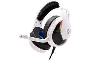 PHOENIX TECHNOLOGIES Phoenix Auriculares Gaming PS5, Micrófono Retráctil, Reducción de Ruido, Almohadillas de Espuma de Alta Densidad, Iluminación RGB, Compatible con PC, PS4, Xbox X, Xbox S, Nintendo, Portátil (Blanco)