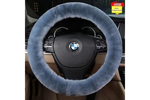 Sisha-A Wool Car Steering Wheel Cover 100% Natural Wool Steering Wheel Protector, Fluffy Warm Durable and High Elasticity Suit for Steering Wheel Size 14.5-16 inches