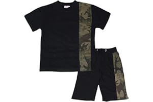 A2Z 4 Kids Boys T-Shirt Shorts Set 100% Cotton Contrast Panel Matching Top Bottom Comfortable Summer Top Short Outfits Set Age 5-13 Years