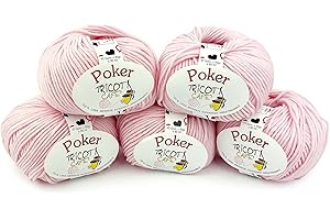 TRICOT CAFE' Tricot Cafè - Poker - Filato pura lana merinos Ideale per i lavori ai ferri lana per uncinetto gomitolo morbidissimo irrestringibile alta qualità Made in Italy 5pz Rosa 9