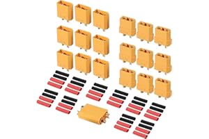 YUNIQUE GREEN-CLEAN-POWER - 10 Paia Connettori XT90 Maschio-Femmina | Alta Qualità per RC Lipo Batterie, Droni, Aeroplani | Inclusi 40 Termoretraibili, Giallo Rosso Nero, Plastica