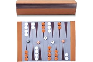 IPALAMILA Backgammon Set with Premium Leather Case,Roll Up Travel Backgammon Set with Acrylic Playing Pieces & Wooden Dice Cups,Portable and Folding chess for Adults and Kids,backgammon travel set