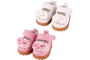 Lyreh 2 Pares de Zapatos de muñeca Mini para muñecas de 17 cm, Zapatos de Cuero de Moda Kawaii Accesorios de Traje de Juguete Lindo