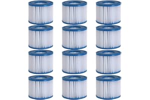 QUALTEX Qpro Replacement Hot Tub Filter – Compatible With Bestway Filter Cartridge VI for Swimming Pool, and made to fit All Lay-Z-Spa Models - Hawaii, Miami, Paris, Vegas, Monaco, Palm Springs, x 12 Filters