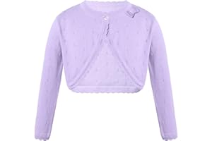 JanJean Mädchen Strickjacke Basic Bolero mit Langen Ärmeln und einem Knopfverschluss Festlich Hochzeit Kommunion Taufe Jacke Gr.80-158