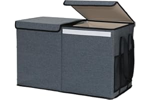 BinWhiz 66 x 33 x 43 cm Large Toy Chest Storage Organizer Box with Lid, Collapsible Fabric Box Container Bin for Home, Nursery, Playroom Boys Girls Toys Organizing, Grey