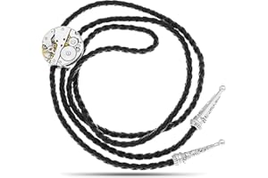 Yjfeshion Mens Western Bolo Tie Cowboy Longhorn Bull Design Handmade Leather Necktie for Husband Dad Gift