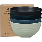 Greentainer Set of 4 Bowls 24oz (710ml) Cereal and Salad Bowls, Microwave and Dishwasher Safe, Unbreakable and Stackable (Dar