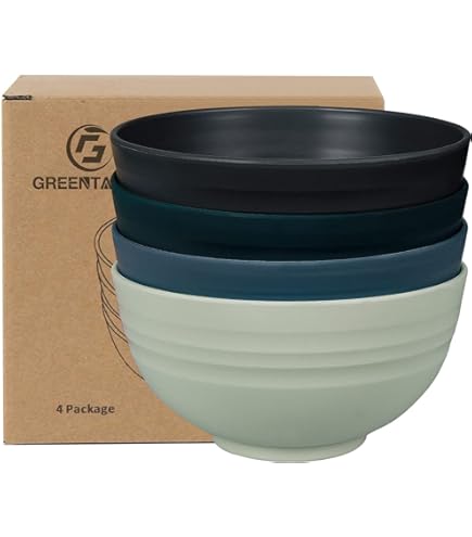 YunBey 5 stuks ontbijtkommen, onbreekbare plastic slakom, lichte ontbijtkommen voor kinderen, vaatwasmachinebestendig en magnetronbestendig, voor salade, noedelsoep, pasta