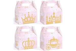 WERNNSAI Princess Party Gift Boxes- 12 Pack Pink Princess Birthday Party Decorations Goodie Boxes for Castle Party Favors for Baby Shower Birthday Wedding Supplies