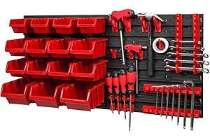 PAFEN Tablica narzędziowa 772 x 390 mm, ścianka warsztatowa do garażu, 15 kuwet uchwyty