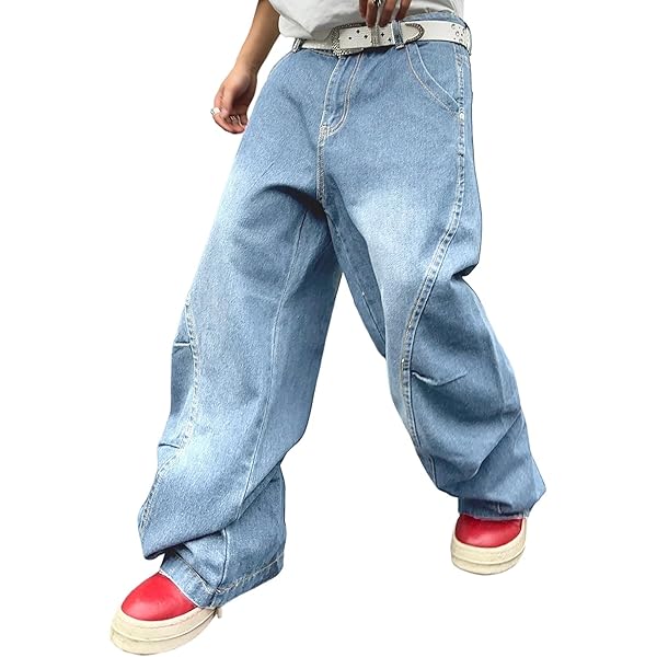 Zewool Y2K Hip Hop Street Jeans Gothic Baggy Wide Leg Denim Broek
