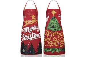 Meng Jiaran Funny Christmas Aprons for Women Men,Adjustable Cooking Chef Aprons,Cartoon Waterproof Apron for Xmas Party, Cooking