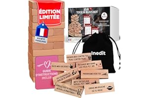 nedit Jeux pour Adultes en Français - Jeux de Tours de 48 Blocs - Jeu en Bois pour Pimenter Sa Soirée en Couples - Amusant & Original - Jouet Couple (Edition limitée)