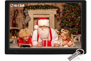 JIMWEY Digitaler Bilderrahmen 10,1 Zoll Fotorahmen mit 32GB USB Stick, Bewegungssensor, 1920x1080 IPS Bildschirm, Kalendar, Zeitschaltuhr, Foto/Video/Musik-Player Elektronischer Bilderrahmen Wandmontierbar