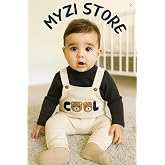 MYZİ STORE Bebek Erkek 2'li Tulum Takımı - &Uuml;st Giyim ve Ayı Nakışlı Salopet Bej 18-24 AY