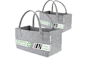 SILUK 2 Stück Filztaschen Hellgrau Einkaufstasche Kaminholztasche Kaminholzkorb Filz Zeitungsständer Zeitungskorb (Hellgrau)