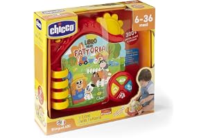 Chicco Farm Book, Evolutionär Tvåspråkig Italiensk/Engelsk Elektronisk Barnbok med Djurens Intressanta Gård, Talande Farm Stimulerar Läsning - Pedagogiska Spel 6 Månader - 3 År