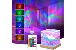 Shenjia projecteur aurore boréale,northern lights lampe ambiance,lumiere de projection cubique dégradée 16 couleurs, télécommande plafond enfant lumiere chambre projecteur