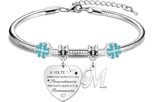 HEYEJET A Volte Dimentichi Quanto Tu Sia Straordinaria Regali per Donne Ragazze Braccialetto Pendente d'Argento con 26 Lettere, Idee Regalo per Compleanno Festa della Mamma Natale Regali di Amicizia