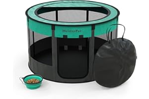 MEISTERHOME Meisterpet® Welpenauslauf faltbar Welpenlaufstall Tierlaufstall für Hunde Hasen Katzen für innern oder außen - Mehrfache Farben - mit Tragetasche und gratis Faltbare Reisenapf! (Ø x H - 115 * 58)
