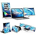 Teamgee 15.6 Inch Triple Monitor Laptop Screen FHD 1080P Suitable for All Sizes Laptop Attached HUB with 90°-235° Rotatable B