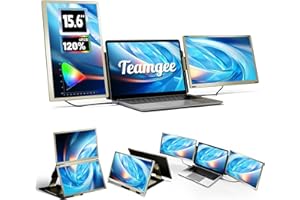 Teamgee Monitor Portatile, Schermo Portatile 15,6'' FHD 1080P Triplo Monitor per Laptop Adatto a Tutte le Dimensioni di Laptop con Ruotabile 90°-235°&Plug And Play Per Wins/Mac/Chrome (Triple 15.6")