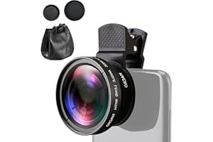 NODCOWS Lente Macro para Movil, 2 en 1 Lentes de Teléfono Móvil, 0.45XLente Gran Angular de 140 Grados,Lente de cámara Macro HD de 12.5 x para iPhone 0.45X, para iPhone 12/13/14/15 Pro Max, Samsung etc