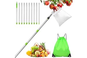 TOFFCAEA Raccogli Frutta 4 m, Raccoglitore di Frutta, Inox Leggero Raccogli Frutta da Albero, Regolabile Raccoglifrutta Telescopico per Fichi Nespole Mele Ciliegie
