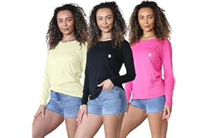 Bahob® 3 Pack Women's Classic-Fit Long Sleeve Crewneck T-Shirt, Multipacks Ladies Long Sleeve T-Shirt Top S-XXL