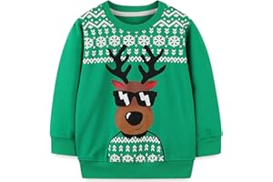 MUJOQE Jungen Weihnacht Pullover Kinder Weihnachtskleidung Rentier Sweatshirts Baumwolle Weihnachtsmann Warme Christmas Langarmshirt 1-7 Jahre