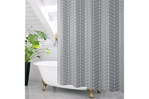GRICOL Cortina de Ducha Poliéster Impermeable con 12 Ganchos para Ducha y Baño 180x200CM Gris