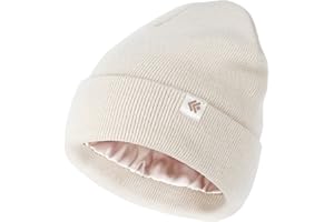 Creekstone Beanie for Women Men Satin Lined Winter Hat Slouchy Beanie with Silk Lining for Hair Warm Knit Ski Hat Unisex