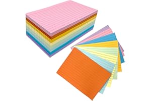 OJUSSA A6 Flash Cards Paper 400Pcs Revision Cards Paper Assorted Colours 14.8 * 10.5cm Index Crads Record Cards Ruled Flashcards for Office Working School Learning