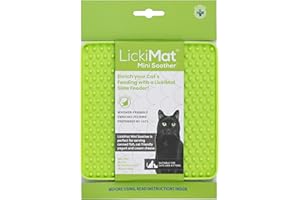 LickiMat Mini Classic Soother Cat Food Mat, Cat Slow Feeder for Boredom & Anxiety Relief for Cats, Perfect for Food, Treats, Yoghurt & Peanut Butter, Fun Alternative to a Slow Feeding Bowl, Green