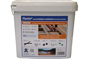 JOUPLAST FIXEGO® FIXATION INVISIBLE POUR LAME DE TERRASSE EPAISSEUR 19-25 mm