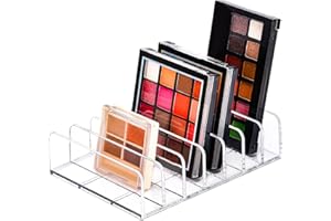 JessLab Palet Organizer, 7-Sectie Verdeeld plastikowy organizer do makijażu Oogschaduw Contour Blush Houder Cosmetica Opslag voor Badkamer Vanity Blat (Przezroczysty, L)