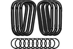6 Stycken Stora Karbinhakar, Svart Med 10 Runda Karbinhakar, Bärbara Karbinhakar, Aluminiumlegering, Svart D-Klämma För Utomh