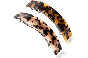 FSMILING Barrette Hair Clips Barrettes for Hair Tortoiseshell Hair Clip for Women Large Barrette Hair Clips For Thick Hair 2 Pack