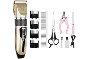 Podazz Electric Dog Grooming Kit Pet Clippers for Small Medium Large Breeds Pet Shaver Low Noise Dog Hair Trimmer Kit Rechargeable Cordless Dog Grooming Clippers Electric Pet Clippers