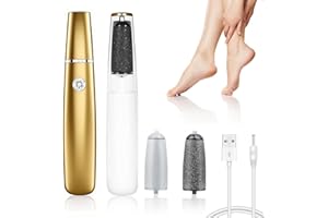 PROBUK Removedor de Callos Eléctrico Recargable con Rodillo Giratorio 360° y Diseño Impermeable, Lima de Pies Profesional para Piel Dura y Talones Agrietados（Oro）