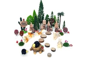 OrgMemory Modèle Arbres, Animaux Miniatures, 42Pièce, 4-16 cm, Arbre Miniature Plastique pour Les Projets, Accessoires Diorama de Train sans Foundation, Jouets Figurines Animaux de Forêt