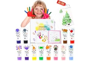 mobumeia Fingerfarben Kinder Ungiftig, 12 Farben x 60ml Fingermalfarben mit Malbuch, Auswaschbar Kleinkinder Fingerfarbe Malfarbe für Kindergarten Schule Frühes Lernen, zu Hause