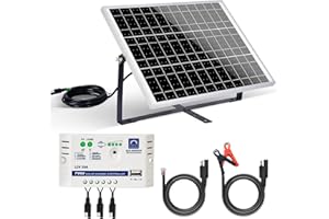 ECO-WORTHY Solar Panel Kit 25W 12V with Mounting Brackets: 25W Solar Panel + 10A Solar Charge Controller + SAE Connection Cable for Boat RV Chicken Coop Gate Opener Water Pump