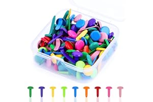 Nuyoah Musterbeutelklammern Bunt Musterklammern Mini Brads Runde 100Stk Rundkopfklammern Metall Flügelklammern Klein 8x18mm für Schule Büro Papier Briefklammern Basteln Handwerk DIY