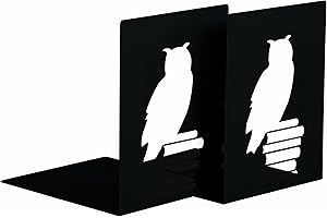 Moses 81644 Lot de 2 serre-livres libri_x en métal (Noir/motifs chouettes)