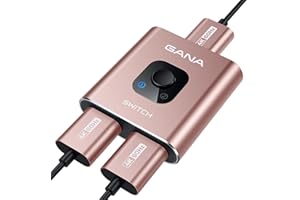 GANA Commutateur HDMI bidirectionnel 4K @ 60 Hz, en Aluminium 2 en 1 Sortie, hub HDMI Manuel Compatible avec Xbox PS5/4/3 Lecteur Blu-Ray Fire Stick Roku